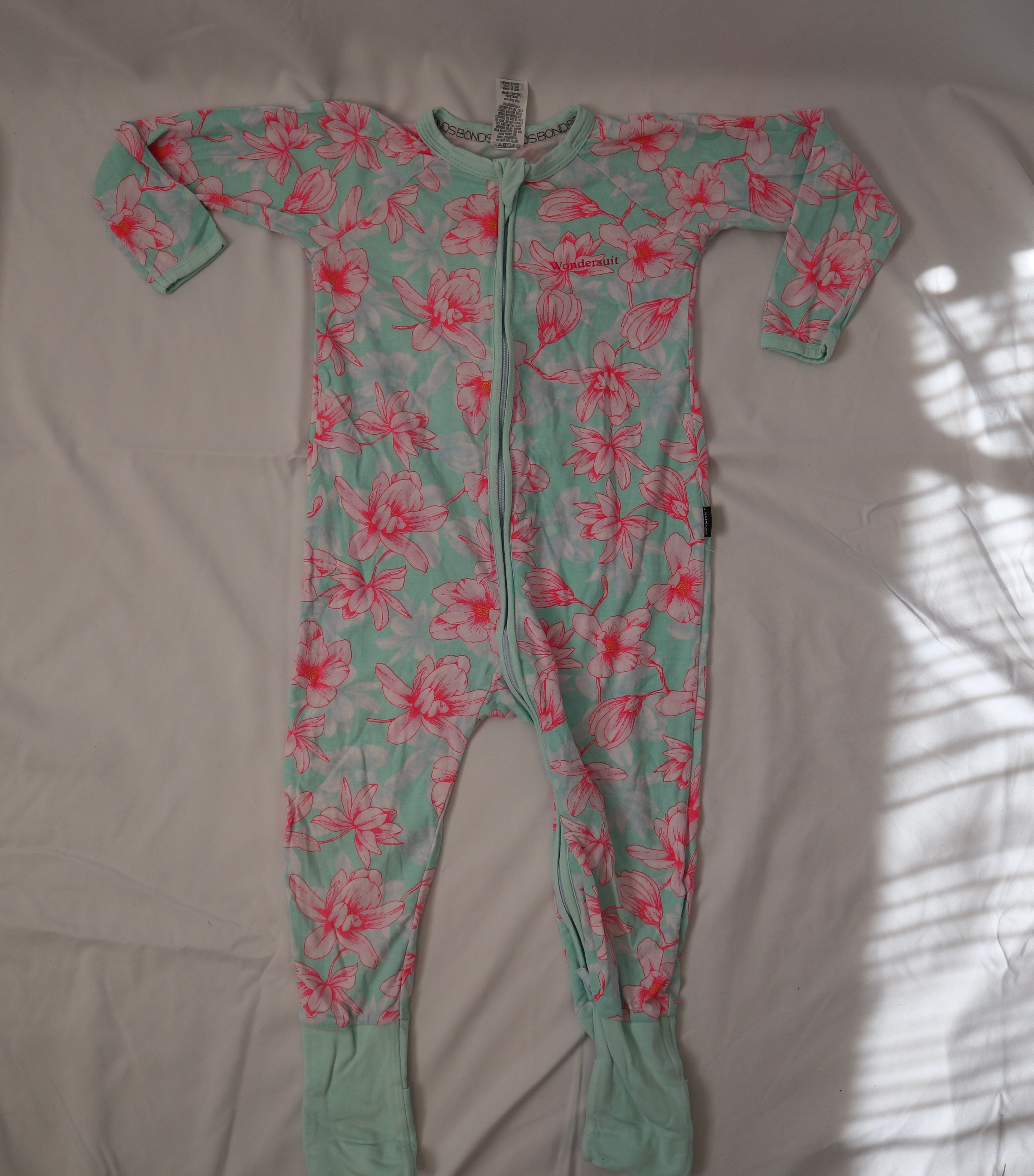 Bonds Green and Pink Flower Wondersuit