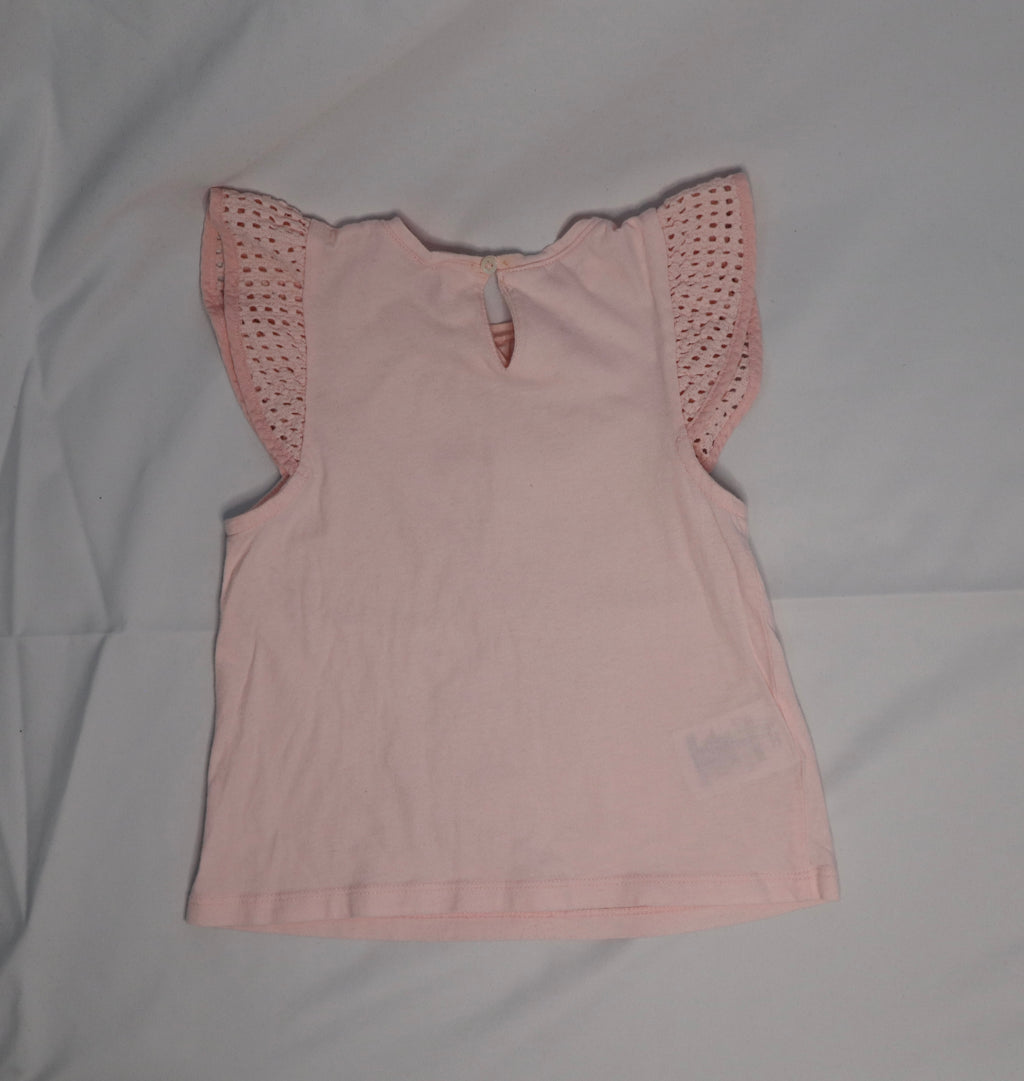 Country Road Pink Frill Short Sleeve Top